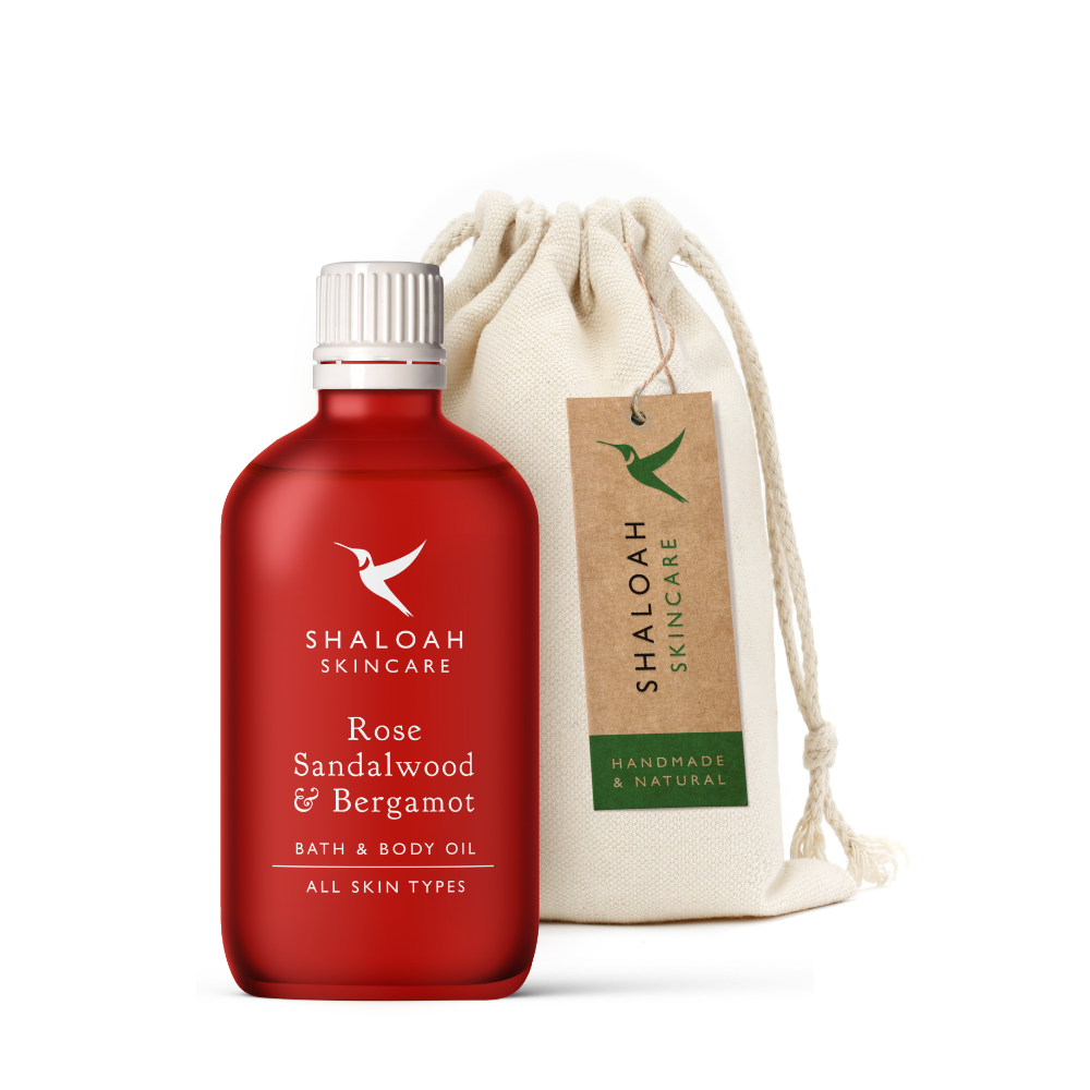 Aromatherapy Bath, Body and Massage Oil with Rose and Sandalwood