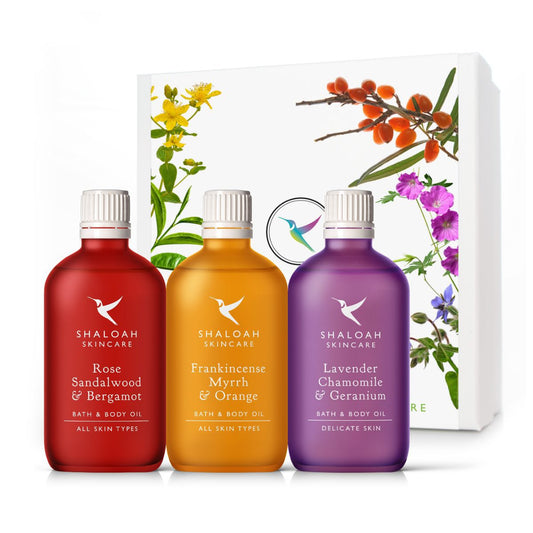 Bath, Body and Massage Oil Gift Set, Luxury Aromatherapy Pamper Gift Box