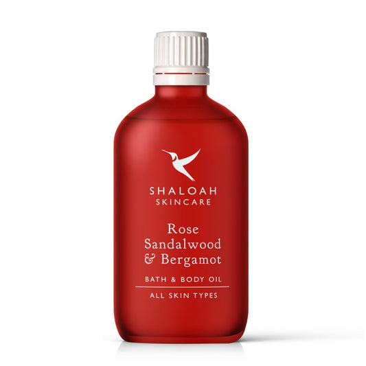 Aromatherapy Bath, Body and Massage Oil with Rose and Sandalwood