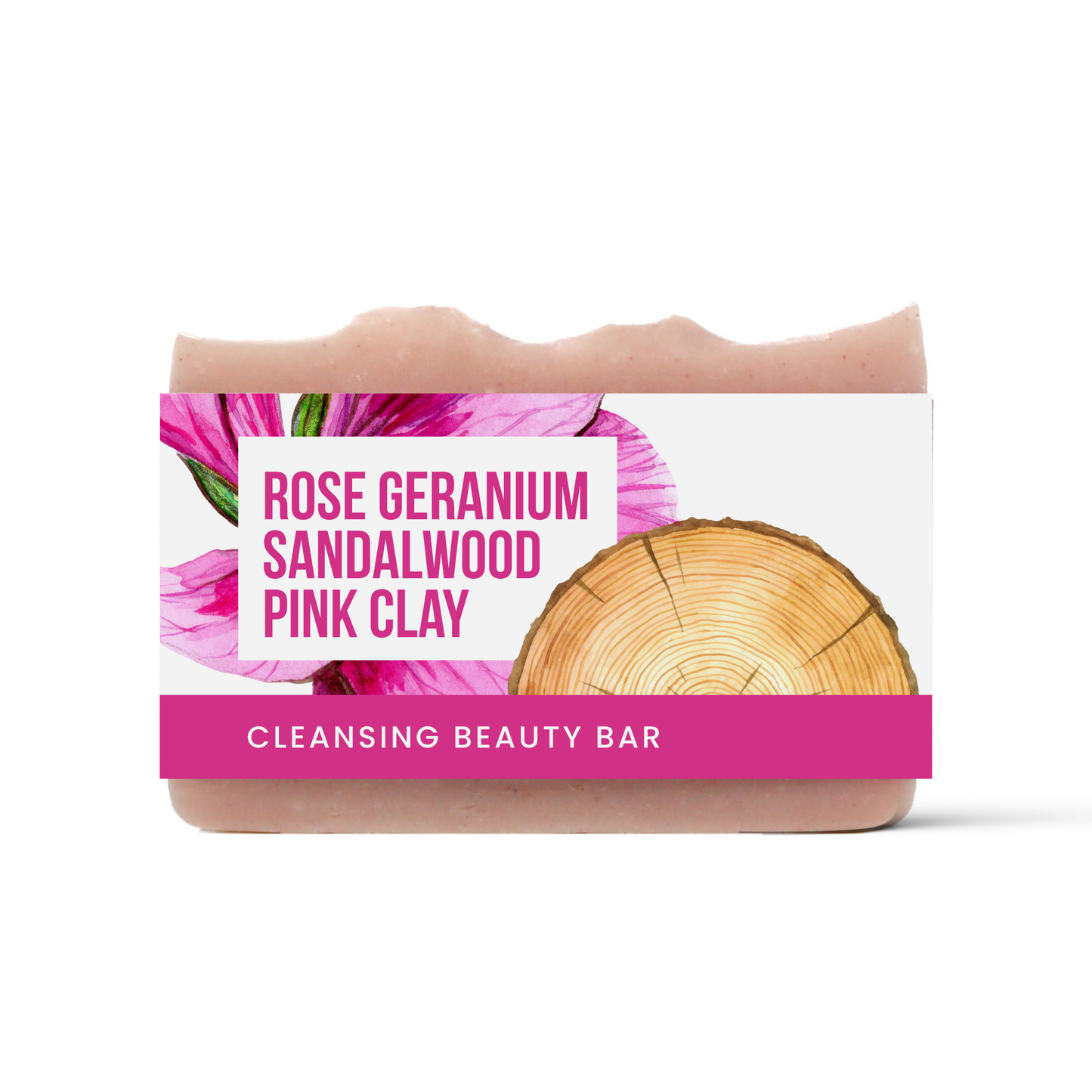 Rose Geranium, Sandalwood and Pink Clay Luxury Beauty Soap Bar